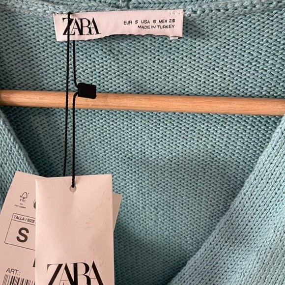 ZARA KNIT CARDIGAN SWEATER WITH JEWELED BUTTONS AND POMPOMS - Picture 6 of 10